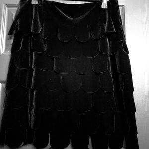 Super Cute, Black Velvet Layered Scallop Skirt